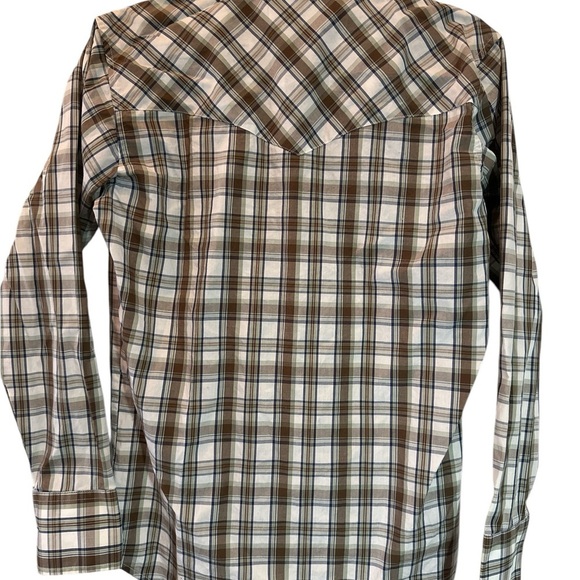 Men's Wrangler Long Sleeve Pearl Snap Up Shirt Western Striped Brown Small - Picture 2 of 6